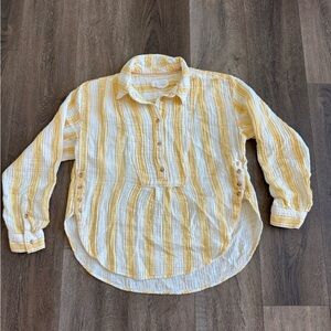 Anthropologie cotton yellow striped top. Women’s size medium.
